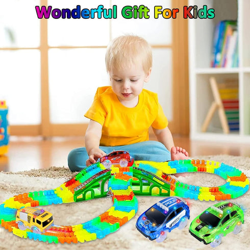 Tracks Cars Replacement only, Toy Cars for Magic Tracks Glow in The Dark, Racing Car Track Accessories with 5 Flashing LED Lights, Compatible with...